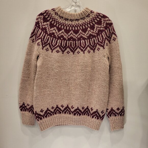 Fair Isle Wool Hand knitted Sweater Two Tone - Picture 1 of 7